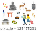 奈良観光イラストセット（手描き風） 125475231