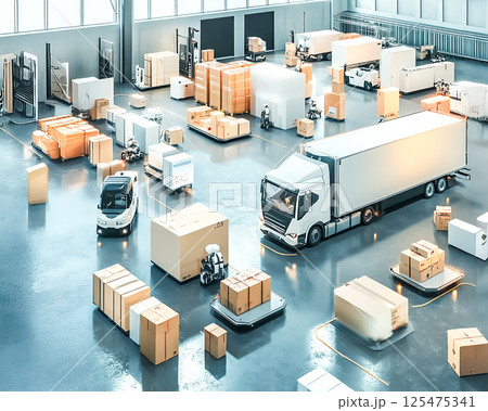 自動化された物流ロジスティクスセンターのイメージ素材 125475341