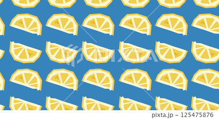 Seamless Stylized Lemon Slice Pattern 125475876