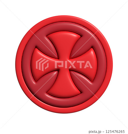 3d inflated red templar cross isolated. Vector illustration 3d inflated red templar cross isolated. Vector illustration 125476265