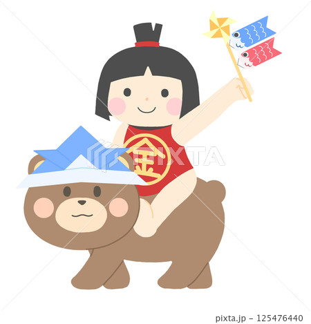 兜をかぶった金太郎のイラスト 125476440