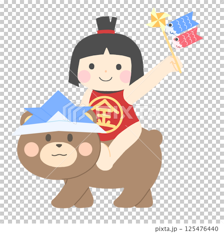 兜をかぶった金太郎のイラスト 125476440