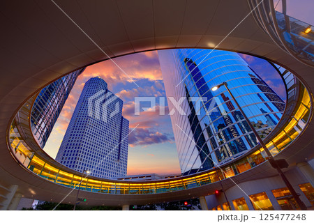 Houston Downtown sunset skyscrapers Texas Houston Downtown sunset skyscrapers Texas 125477248