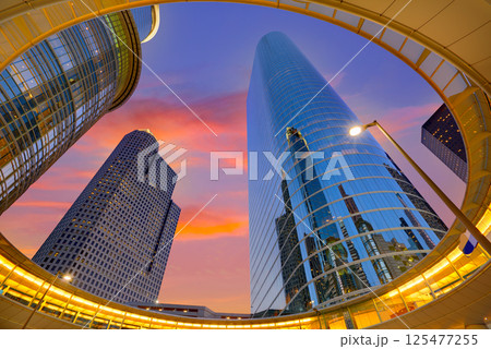 Houston Downtown sunset skyscrapers Texas Houston Downtown sunset skyscrapers Texas 125477255