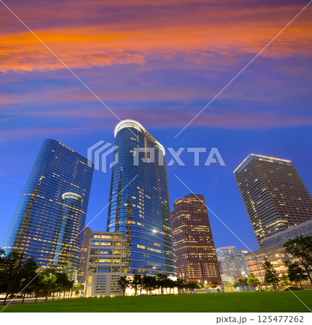 Houston Downtown skyline sunset at Texas US 125477262