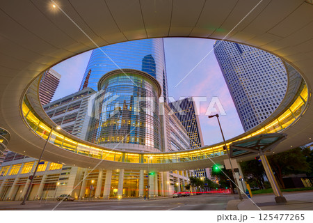 Houston Downtown sunset skyscrapers Texas 125477265