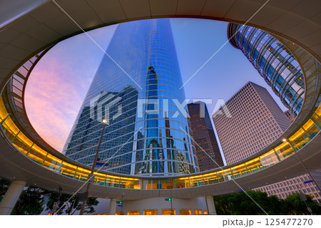 Houston Downtown sunset skyscrapers Texas 125477270