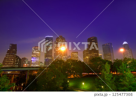 Houston skyline west view sunset Texas US 125477308