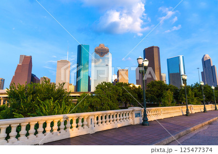 Houston skyline from Sabine St bridge Texas US 125477374
