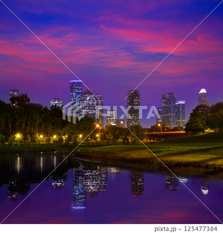 Houston sunset skyline from Texas US Houston sunset skyline from Texas US 125477384