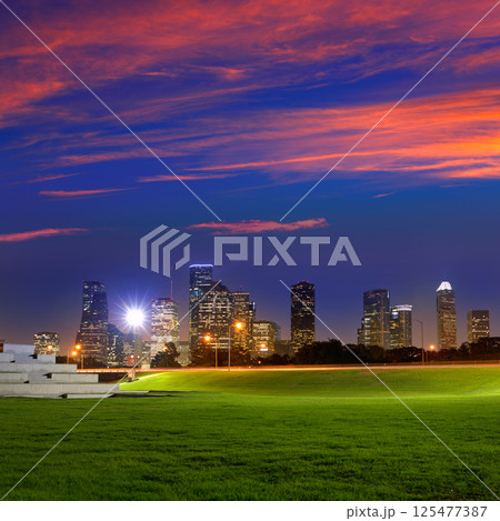 Houston sunset skyline from Texas US 125477387