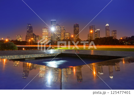 Houston sunset skyline from Texas US 125477401