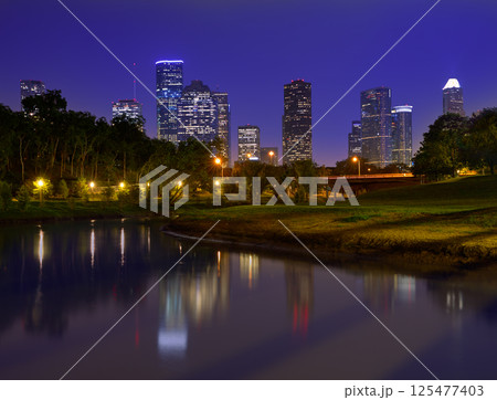 Houston sunset skyline from Texas US Houston sunset skyline from Texas US 125477403