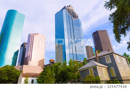 Houston skyline in Sam Houston Park at Texas US Houston skyline in Sam Houston Park at Texas US 125477416