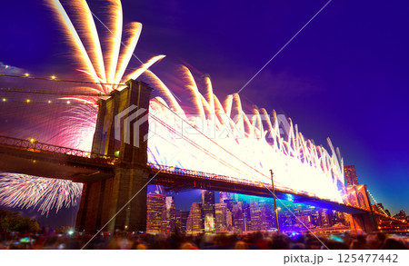 July 4th 2014 fireworks Brooklyn bridge Manhattan July 4th 2014 fireworks Brooklyn bridge Manhattan 125477442