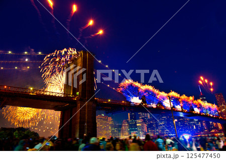 July 4th 2014 fireworks Brooklyn bridge Manhattan July 4th 2014 fireworks Brooklyn bridge Manhattan 125477450