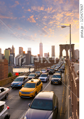Brooklyn Bridge sunset New York Manhattan Brooklyn Bridge sunset New York Manhattan 125477697