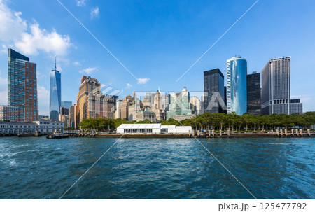 Manhattan skyline New York from East River US 125477792
