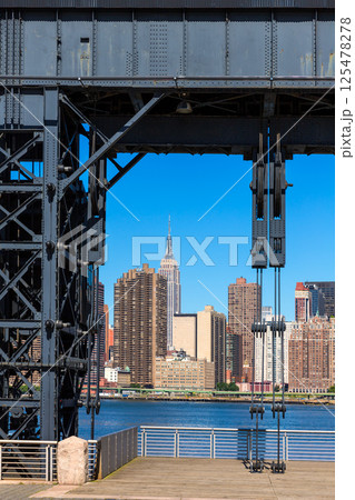 Manhattan New York skyline sunny from East 125478278