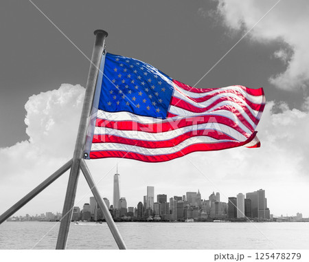 Manhattan New York skyline from NY bay US 125478279
