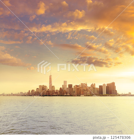 Manhattan New York skyline from NY bay US 125478306