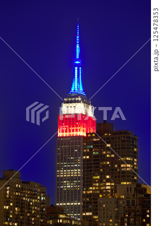 Manhattan New York sunset skyline from East Manhattan New York sunset skyline from East 125478353