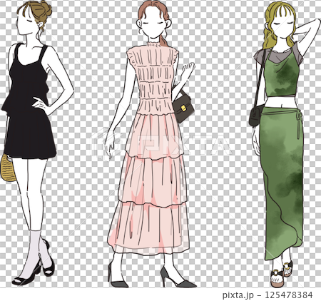 夏のデートにぴったりな女性コーデ3パターン 125478384