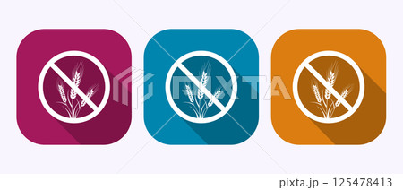 Gluten free icon design illustration, Non gluten food sign symbol in shadow button design 125478413
