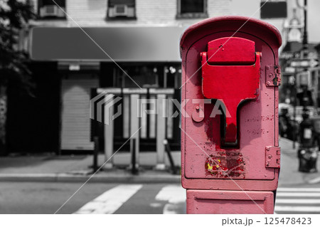 Brooklyn old Fire Alarm in red in Greenpoint NY Brooklyn old Fire Alarm in red in Greenpoint NY 125478423