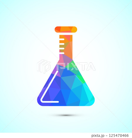 Lab flask icon design illustration, chemical flask icon sign symbol in low poly style 125478466
