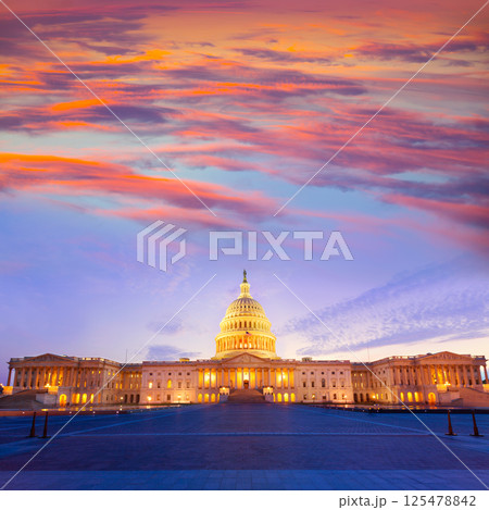Capitol building Washington DC sunset US congress 125478842