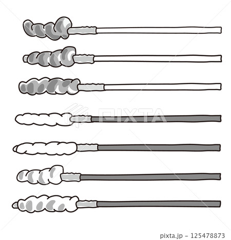 焼く前の棒パンと焼き色がついた棒パン モノクロイラストセット 焼く前の棒パンと焼き色がついた棒パン モノクロイラストセット 125478873