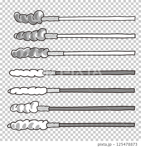 焼く前の棒パンと焼き色がついた棒パン モノクロイラストセット 焼く前の棒パンと焼き色がついた棒パン モノクロイラストセット 125478873