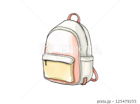 Backpack watercolor vector illustration. 125479255