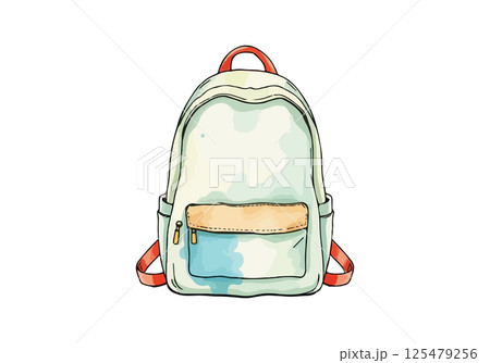 Backpack watercolor vector illustration. 125479256