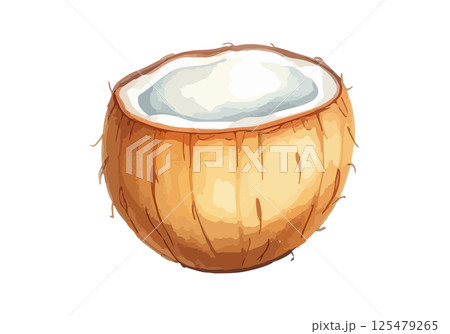 Coconut watercolor vector illustration. 125479265