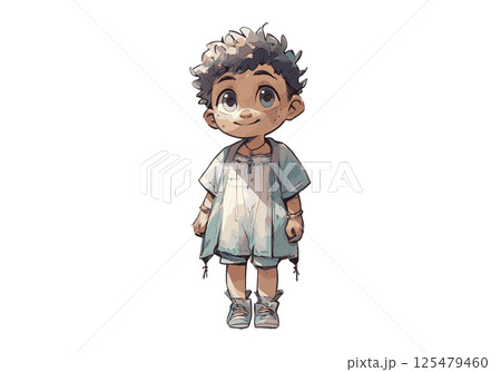 Little boy watercolor vector illustration. 125479460