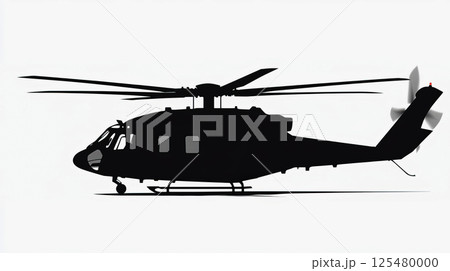 Black silhouette of helicopter on white background 125480000