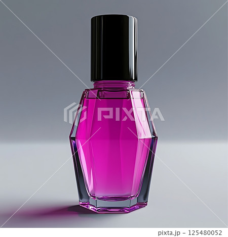 Purple Nail Polish in Elegant Faceted Glass Bottle Packaging 125480052