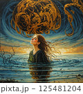 beautiful girl on the background of the sea beautiful girl on the background of the sea 125481204