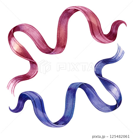watercolor ribbons illustration, red pink and blue design elements isolated on white background watercolor ribbons illustration, red pink and blue design elements isolated on white background 125482061