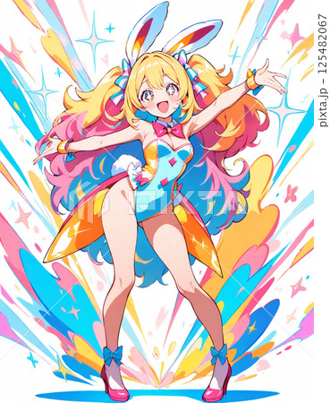 大はしゃぎのバニーガールになった女の子のイラスト 125482067