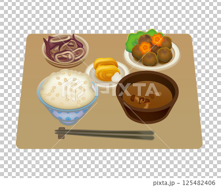 一汁三菜の和食のイラスト 一汁三菜の和食のイラスト 125482406