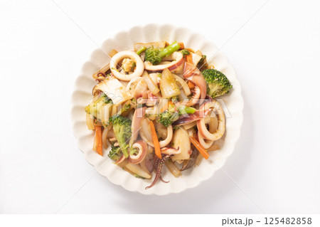 イカと野菜のオイスター炒め 125482858
