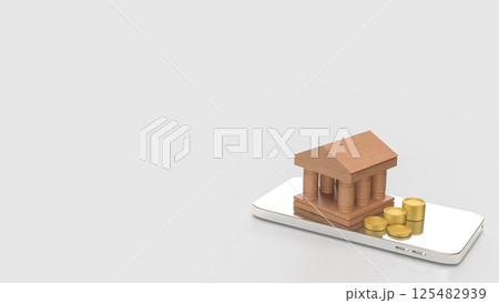 The Bank and coins for earn or Business concept 3d Rendering. 125482939
