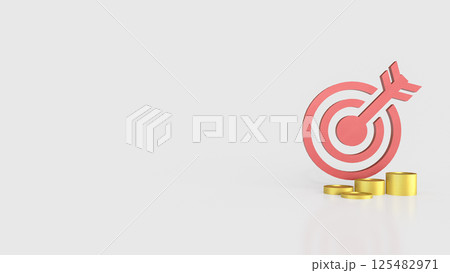 The Red target and gold coins for Business concept 3d Rendering. 125482971