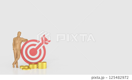 The Red target and gold coins for Business concept 3d Rendering. 125482972