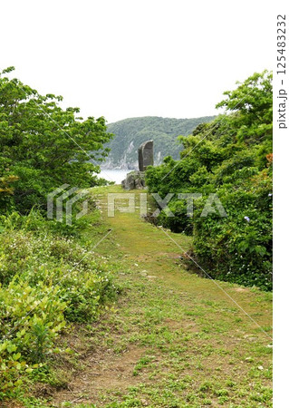 【南さつま市　野間岬の小高い丘にある「夕陽が丘公園」遊歩道と文学碑】 125483232