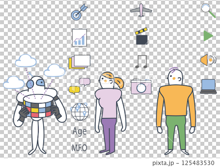 個人情報管理とAIによるデータ収集　ビジネスにも使えるストックイラスト素材	 125483530