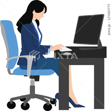 オフィス勤務をしている女性のイラスト 125483775